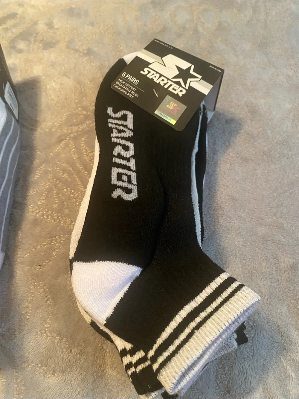 STARTER Black & White Low-Cut Athletic Socks - 6 Pack